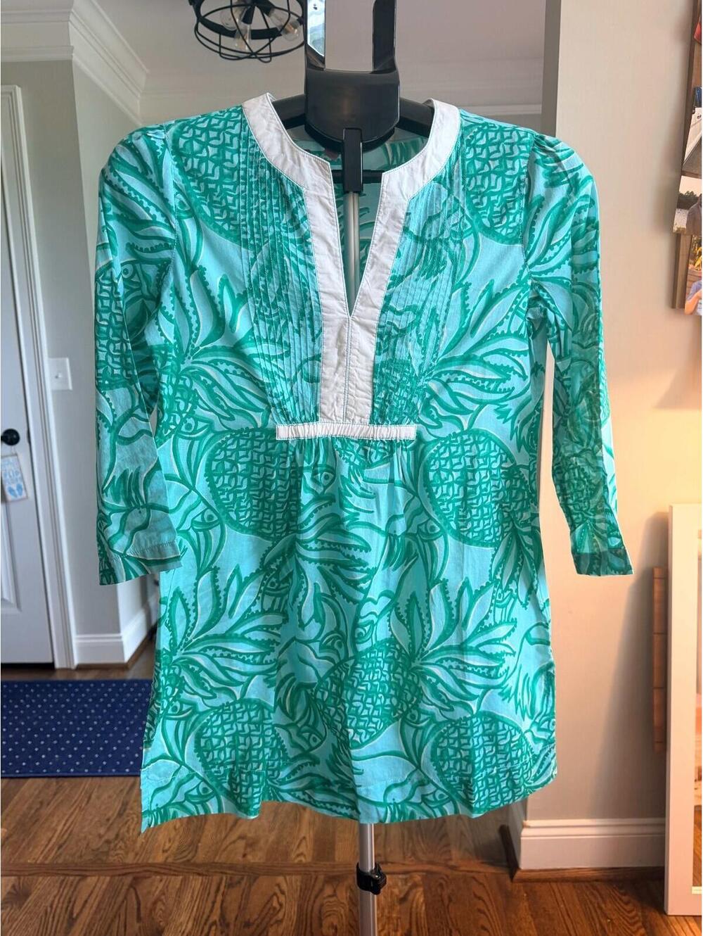 Lilly Pulitzer Dylan Tunic Top Toucan Tango Teal Women’s Size XS Blue Green Teal